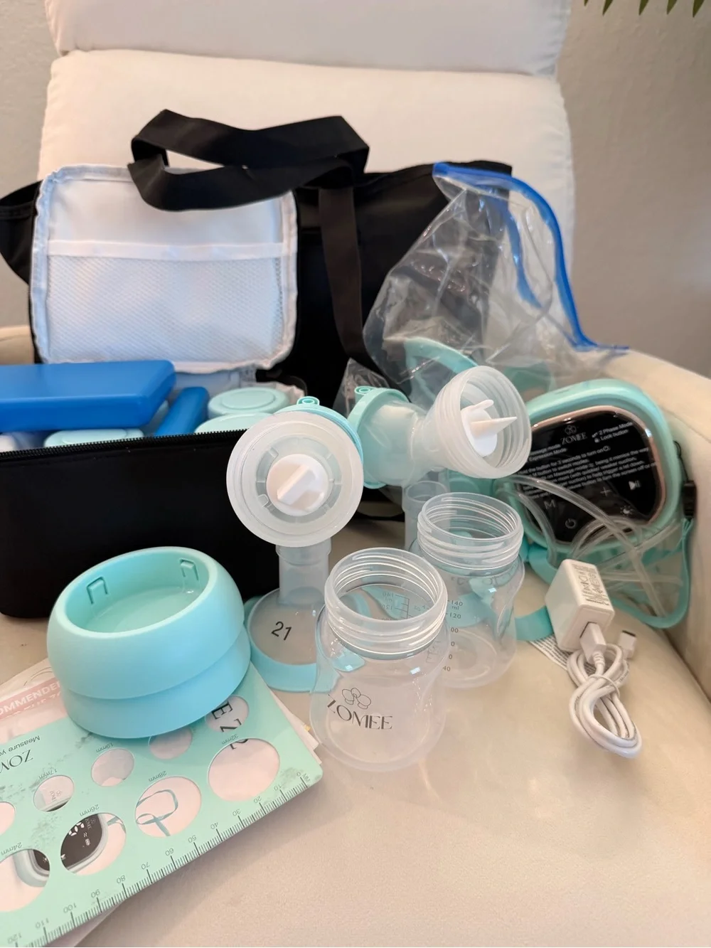 Portable Black Storage Tote with Mint Organizer Inserts